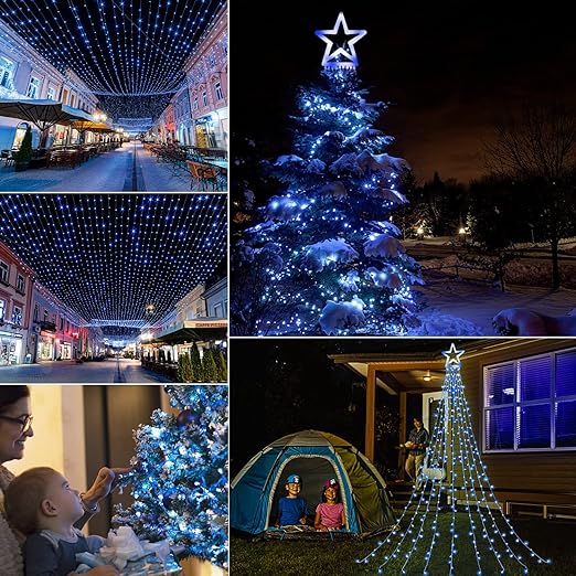 Estrella y Cascada de Luces Navideñas